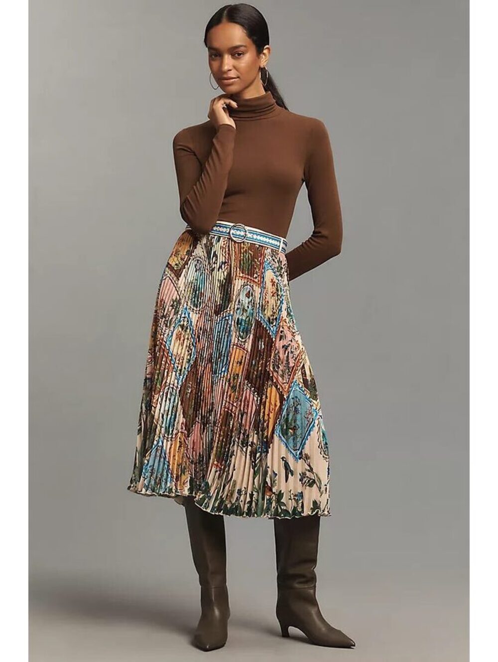 New Anthropologie Ranna Gill Aria Pleated Midi Skirt Size S